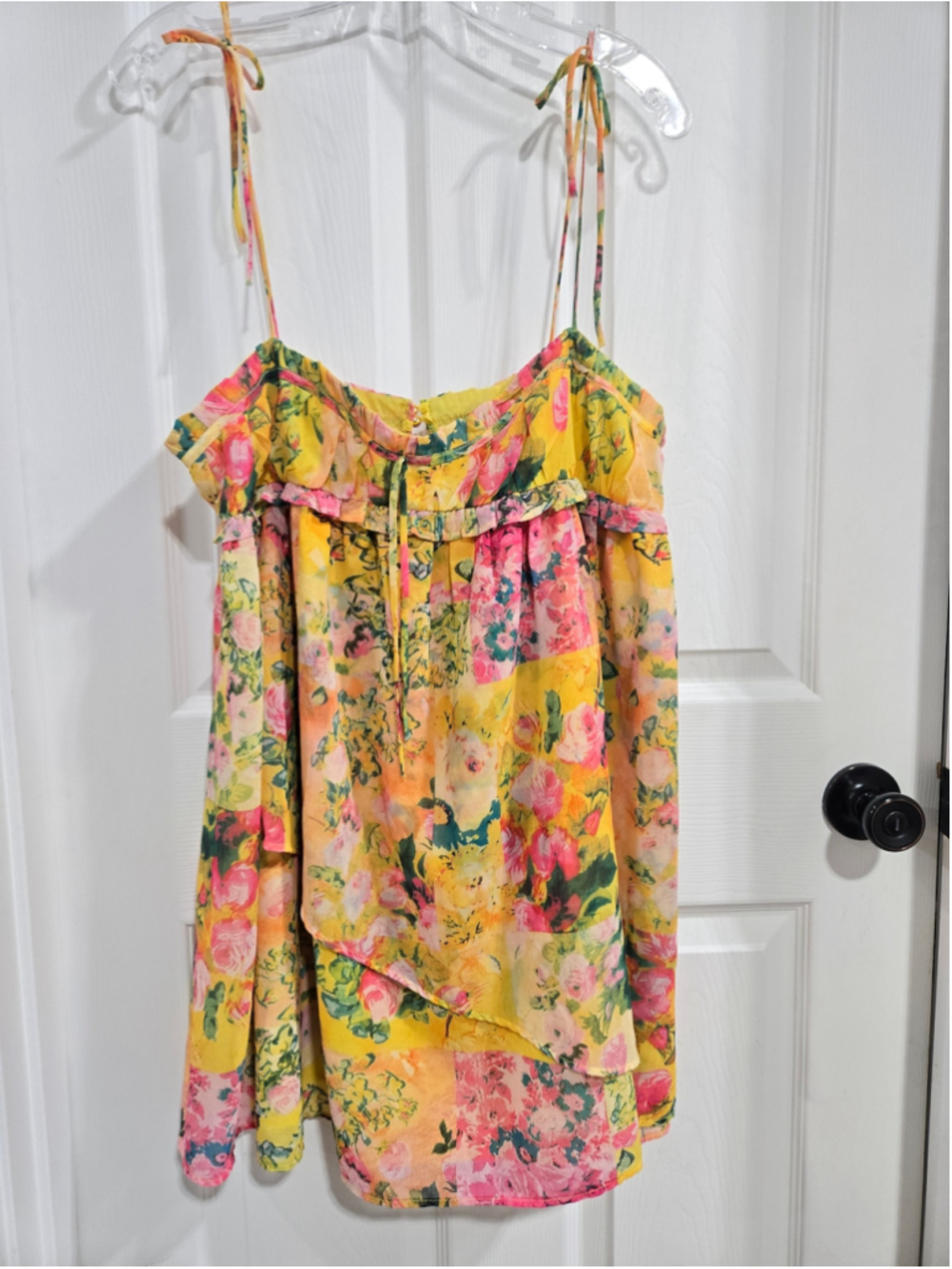 For Love & Lemons Floral Camisole Women's Size L Yellow Pink